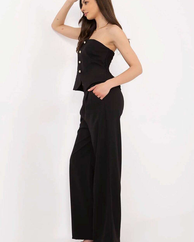 Elegant Women Vest And Pants Set 212274 Draped Silhouette