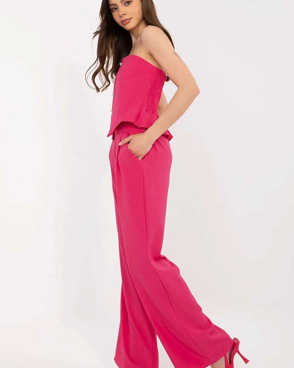 Elegant Women Vest And Pants Set 212274 Draped Silhouette