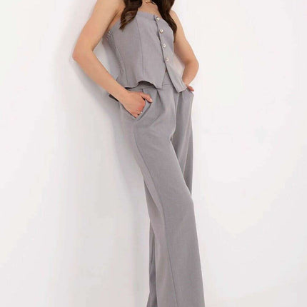 Elegant Women Vest And Pants Set 212274 Draped Silhouette