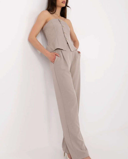 Elegant Women Vest And Pants Set 212274 Draped Silhouette