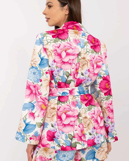 Pink Floral Blazer And Shorts Set For Modern Women
