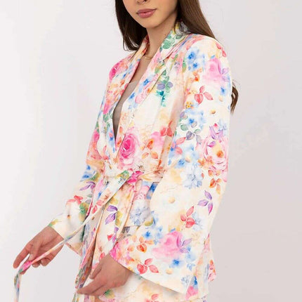 Pink Floral Blazer And Shorts Set For Modern Women