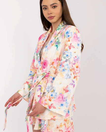Pink Floral Blazer And Shorts Set For Modern Women