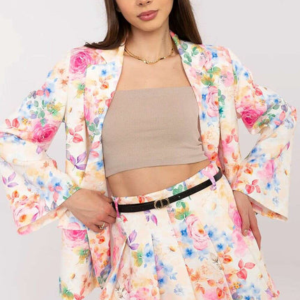 Pink Floral Blazer And Shorts Set For Modern Women