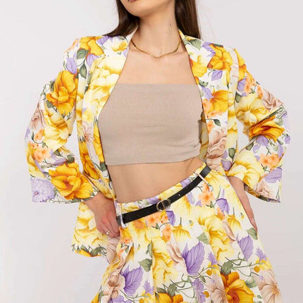 Pink Floral Blazer And Shorts Set For Modern Women