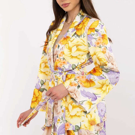 Pink Floral Blazer And Shorts Set For Modern Women