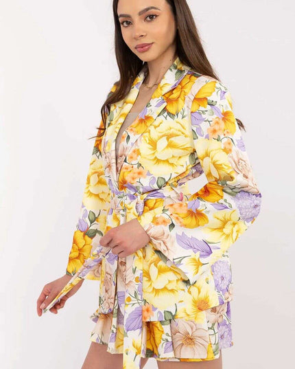 Pink Floral Blazer And Shorts Set For Modern Women
