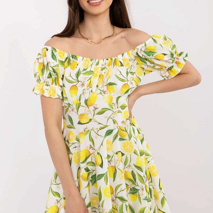 Daydress 212292 With Lemon Print Off Shoulder Mini Dress