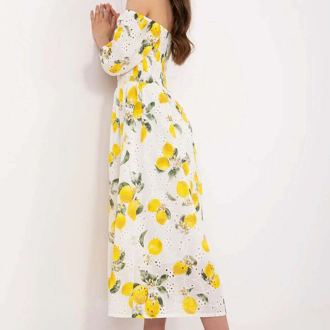 Beige Daydress 212294 Boho Flared Midi Cotton Dress