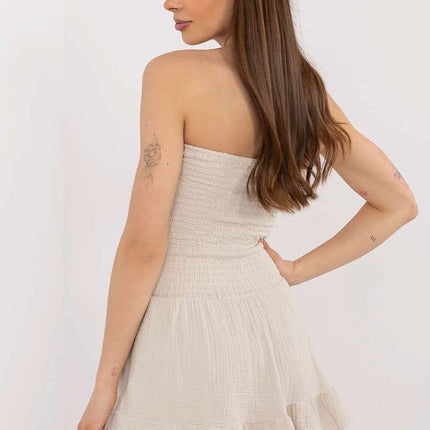 Beige Cotton Jumpsuit For Women 212515 Sleeveless Comfort