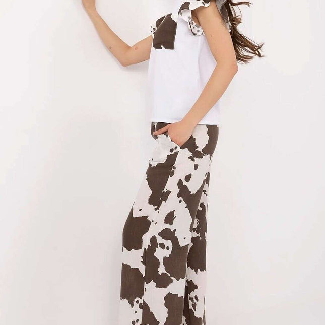 Brown Set With Blouse And Wide Leg Pants Model 212522