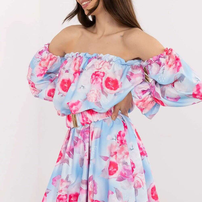 Daydress Model 212523 Blue Flared Summer Dress for Occasions