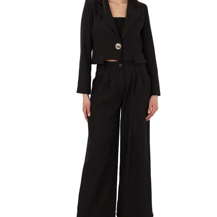 Black Two Piece Blazer And Trousers Set For Office Wear