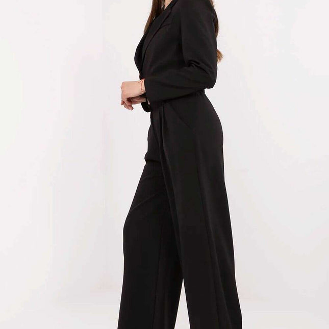 Black Two Piece Blazer And Trousers Set For Office Wear