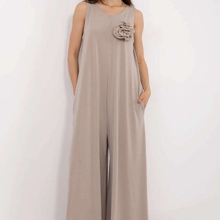 Beige Women Jumpsuit 212535 Elegant Everyday Wear