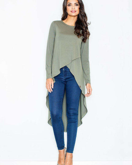 Chic Asymmetrical Hem Blouse-Tunic