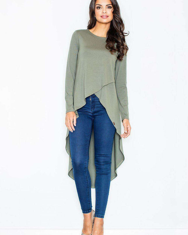 Chic Asymmetrical Hem Blouse-Tunic