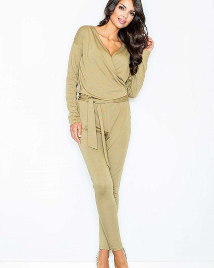 Sleek Black Jumpsuit with Elegant Belted Design