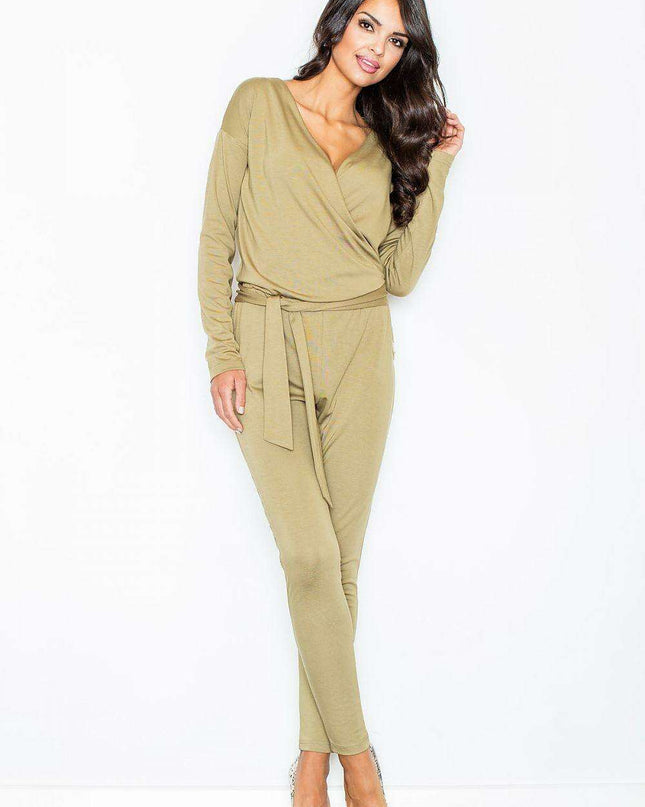 Sleek Black Jumpsuit with Elegant Belted Design