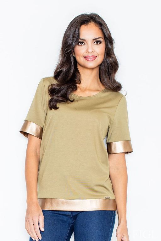 Luxurious Gold-Embellished Knit Top by Figl