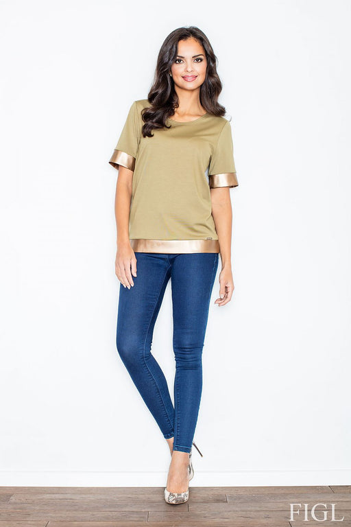 Luxurious Gold-Embellished Knit Top by Figl