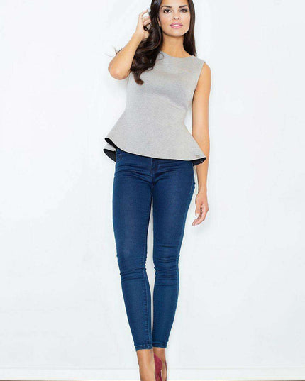 Chic Luxe Polyester Blouse with Basque Waist Detail