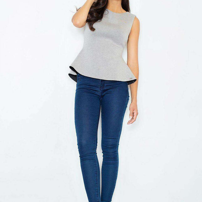 Chic Luxe Polyester Blouse with Basque Waist Detail