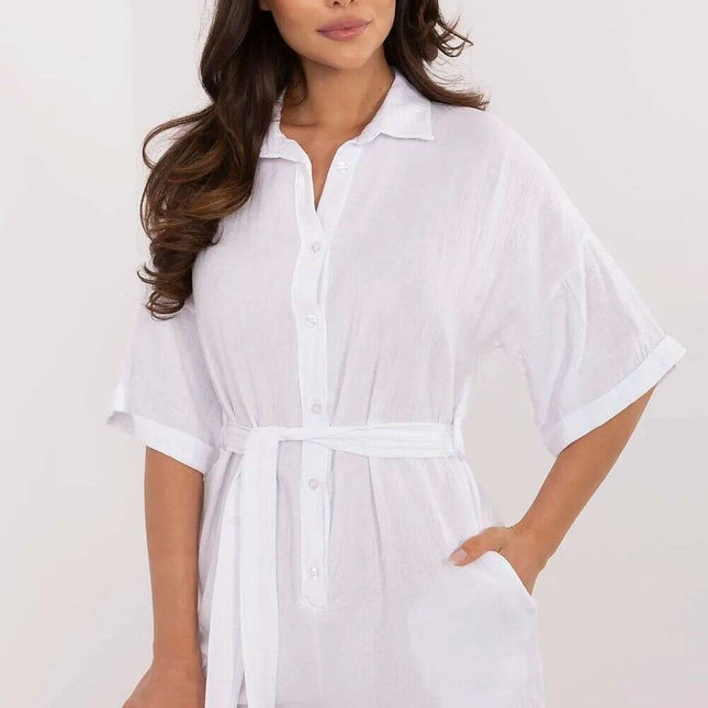 White Muslin Cotton Jumpsuit Model 213055 For Women