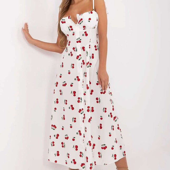 Daydress Midi With Rectangular Neckline And Tied Straps