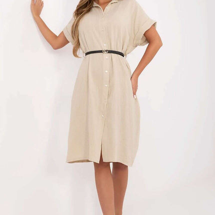 Beige Cotton Daydress 213237 For Everyday Work Silhouette