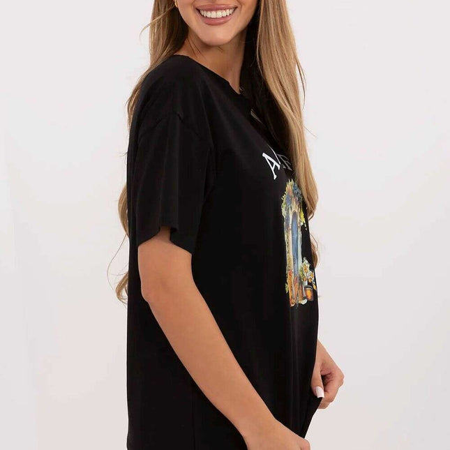 Black Cotton Blend T Shirt Model 213257 With Elastane