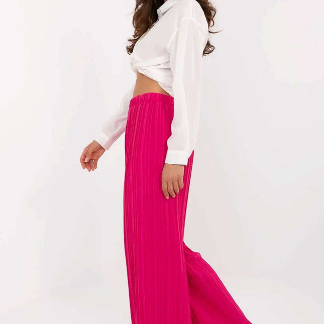 Women Trousers Model 213276 Pink Textured High Waist