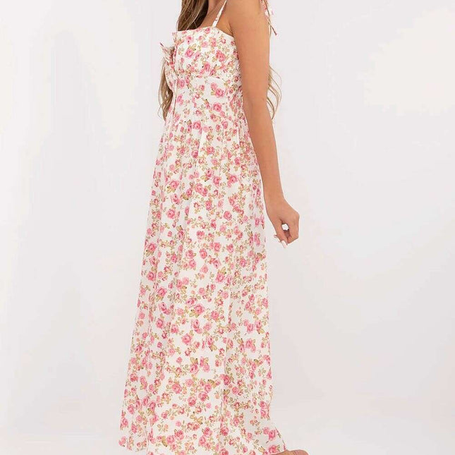 Beige Daydress 213303 Midi Dress With Tied Straps Adjustable