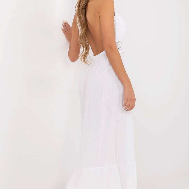 Daydress 213315 White Cotton Midi Dress Boho Style Flared