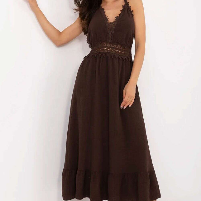 Daydress 213551 Boho Flared Midi Dress With Neck Ties