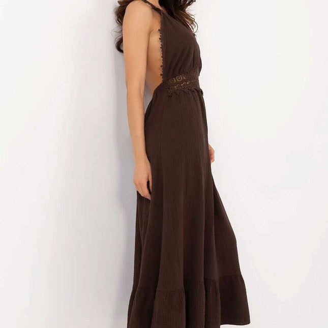 Daydress 213551 Boho Flared Midi Dress With Neck Ties