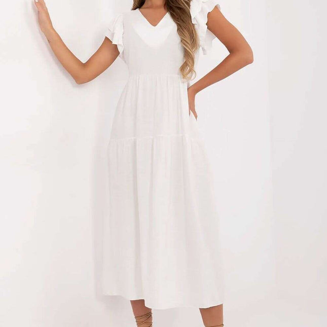 Daydress 213808 Midi Flared Summer Dress Beige for Women