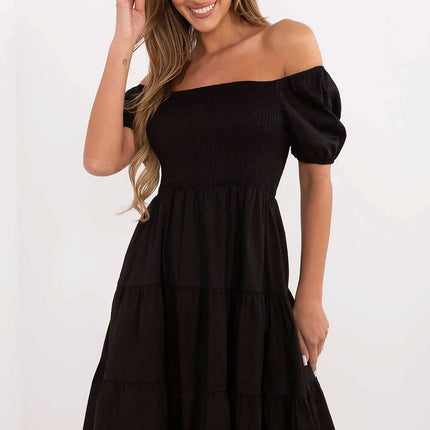 Daydress Black Cotton Breathable Knee Length With Elastane