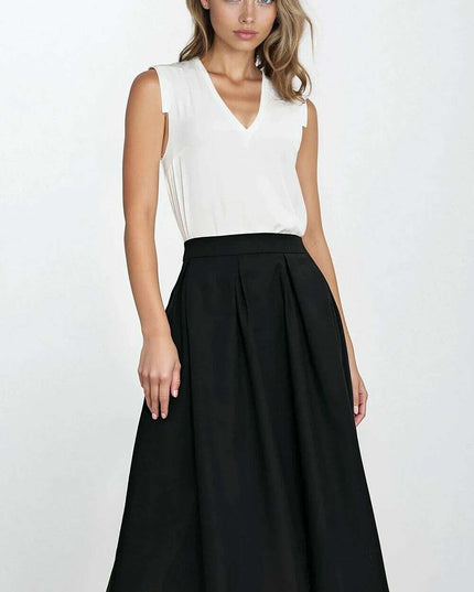 Pink Linen Rayon Blend Midi Skirt With Pleats Regular Cut