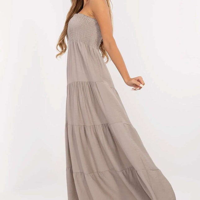 Beige Daydress 214303 Maxi Sleeveless Viscose Linen Blend