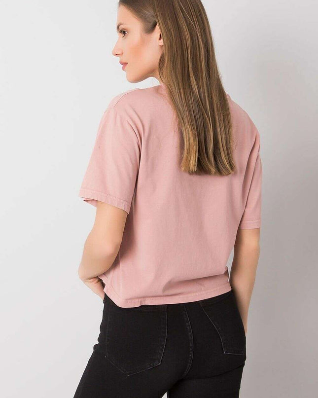 Pink Women Short Sleeve Cotton T Shirt Model 214467