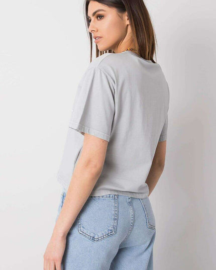 Grey Womens Short Sleeve T Shirt Classic Cut Model 214468