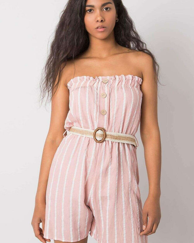 Pink Striped Jumpsuit for Women Casual Breathable Daywear