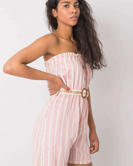 Pink Striped Jumpsuit for Women Casual Breathable Daywear
