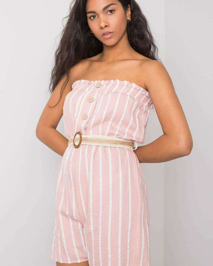 Pink Striped Jumpsuit for Women Casual Breathable Daywear