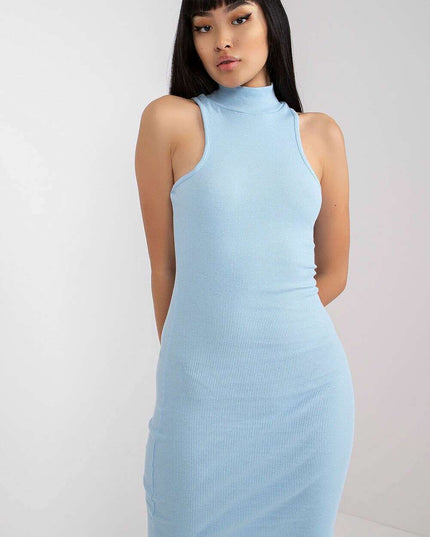 Blue Daydress Knit Pencil Dress Knee Length Elegant