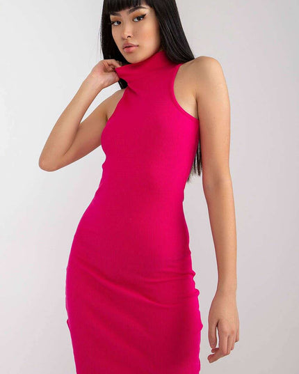 Pink Day Dress Knitted Pencil Knee Length Rue Paris