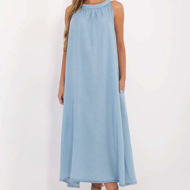 Daydress 214480 Denim Inspired Oversized Maxi Lyocell Dress