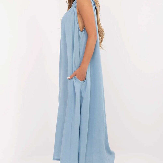 Daydress 214480 Denim Inspired Oversized Maxi Lyocell Dress