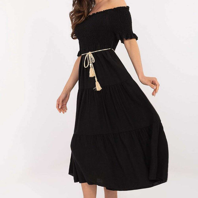 Daydress 215184 Flared Silhouette Black Viscose Nylon Blend